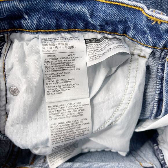 Levis Womens 28 High Rise Button Front Straight Crop Jeans Raw Fray Hem Denim - Picture 10 of 14